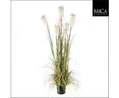 MICA Decorations 987719 Federgras Foxtail Weiss im Kunststofftopf Kunstpflanze, PVC, grün, 20 x 20 x 180 cm