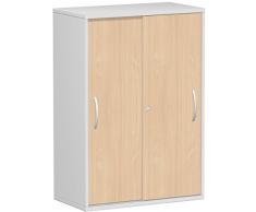 Gera MÃ¶bel Schranksystem Flex SchiebetÃ¼renschrank, Holzdekor, Buche/Lichtgrau, 80 x 42.5 x 118.2 cm