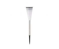 greemotion LED Solarleuchte in Silber, Gartenbeleuchtung mit Erdspieß, Beetbeleuchtung mit Ein- und Ausschalter, Außenleuchte mit Einschaltautomatik, Maße: ca. Ø 6,8 x H 38,7 cm