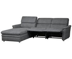 Cavadore 526 Chalsay Couchgarnitur mit Longchair links inkl. Relaxfunktion / mit Federkern / Eckcouch im modernen Design / Größe: 252 x 94 x 177 cm (BxHxT) / Farbe: Grau (argent)