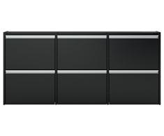 Steens Furniture Steens Group Schuhschrank, Wandmontage, 6 Fächer, MDF, Holz, Schwarz, 18 x 153 x 71 cm