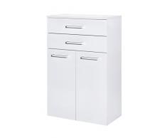 Schildmeyer Siena Highboard, Korpus: melaminharzbeschichtete Spanplatte/Front: MDF tiefgezogen/Griffe und Beschläge aus Metall, Weià Glanz Lackiert, 35.5 x 65 x 105 cm