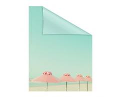 Lichtblick Fensterfolie 100 x 130 cm mit Motiv Sonnenschirme - Türkis Rosa, Selbstklebender Sichtschutz ohne Bohren, blickdichtes Fensterdekor, für alle Glasflächen