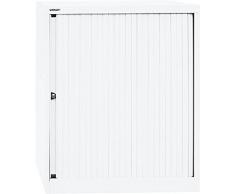 Bisley Rollladenschrank Eurotambour, 2 Fachböden, 2,5 OH, B 800 mm, Metall, Pww696 Rollladen VerkehrsweiÃ, Korpus VerkehrsweiÃ, 43 x 80 x 103 cm