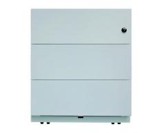 Bisley Rollcontainer Note mit Griffleiste, 3 Universalschubladen, Metall, 645 Lichtgrau, 56.5 x 42 x 49.5 cm