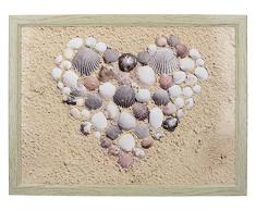 Creative Tops den täglichen Gebrauch Zuhause Gepolsterte Sitzsack Knietablett mit Shell Herz dekorativer Print, 44 x 34 cm (44,5 x 34,3 cm), MDF, beige, 43,8 x 33,8 x 9,5 cm