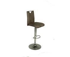 CAVADORE Barhocker 2er Set FEVER / 2x Barhocker mit Griff / Gestell und Griff Metall verchromt / Bezug Lederimitat Vintage fabric dunkelbraun/ 40 x 113 x 48 cm (B x H x T)
