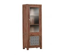 Stylefurniture Glasvitrine mit optischen Highlights, Holz, natur, 67 x 43 x 180 cm