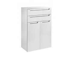 Schildmeyer Highboard, Holzdekor, Weià Glanz, 35.5 x 65 x 104.5 cm