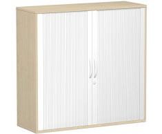 Gera Möbel Schranksystem Flex Querrollladenschrank, Holzdekor, Silber/Ahorn, 120 x 42.5 x 118.2 cm