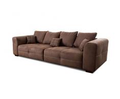 CAVADORE Big Sofa Mavericco/XXL Sofa im modernen Design/Inklusive Rückenkissen und Zierkissen/287 x 69 x 108 cm (BxHxT)/Mikrofaser Braun
