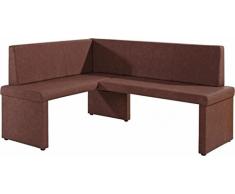 CAVADORE Eckbank rechts MULAN / Moderne Sitzbank mit Lehne in Dunkelbraun / Küchenbank gepolstert / Pflegeleichtes Vintage Lederimitat / Eckbankgruppe langer Schenkel rechts braun / 125 x 165cm / Höhe: 82cm / Tiefe: 54cm