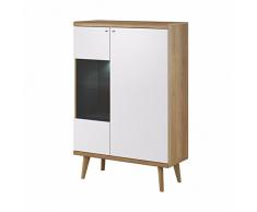 Selsey Poland I Vitrinenschrank Im Scandi-Design, MDF board, WeiÃ, 90 x 40 x 134 cm