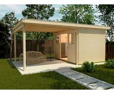 Weka Gartenhaus, Lounge-Haus 225 A Größe 2, 21 mm, Schiebetür, 300 cm, ohne RW, braun, 618x325x223 cm, 225.3030.10201