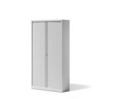 Bisley Rollladenschrank Essentials, mit 4 Fachböden für 5 Ordnerhöhen, Metall, Pww Rollladen VerkehrsweiÃ, Korpus VerkehrsweiÃ, 47 x 100 x 198 cm