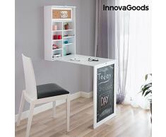 innovagoods Klapptisch Wanduhr, Holz, WeiÃ, 80Â x 50Â x 18Â cm