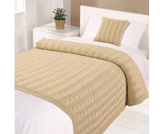 Highams Baumwolle Geflochtenes Kabel Knit Bett Überwurf, Decke, Natur, Single, 125 x 150 cm
