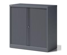 Bisley Rollladenschrank Essentials, mit 1 Fachboden für 2 Ordnerhöhen, Metall, 9634 Rollladen Anthrazit, Korpus Anthrazitgrau, 47 x 100 x 100 cm