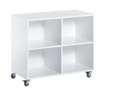 Hoppekids Regal auf Rollen mit 4 Fächern Raumteiler, Kinderregal MDF, Holz, weiÃ, 82.5 x 41.5 x 69 cm