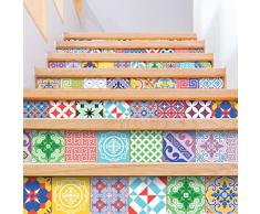 Ambiance-Live 60 Aufkleber Fliesen | Sticker Selbstklebend Fliesen – Mosaik Fliesen Wandtattoo Badezimmer und Küche | Fliesen Kleber – Mehrfarbig Vintage künstlerischen – 10 x 10 cm – 60-teilig