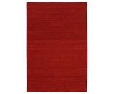 Morgenland Kelim Teppich FANCY 200 x 80 cm Läufer Rot Dunkelrot Einfarbig Uni Kurzflor Handgewebt 100% Schurwolle Webteppich Kinderteppich Beidseitig verwendbar Für Wohnzimmer Kinderzimmer Bad Flur Küche Indoor Outdoor