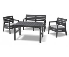 Allibert Lounge Delano Sessel-Sofa Set mit Lyon Tisch, graphit/cool grau, lounge set garten, 124 x 65 x 77 cm, 232951