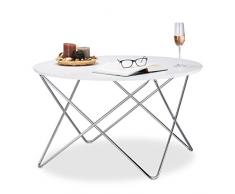 Relaxdays Beistelltisch rund, Couchtisch Holz mit geschwungenen Metallbeinen, Wohnzimmertisch groß, HxBxT: 50x90x90 cm, weiß