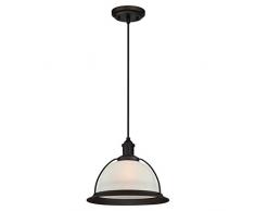 Westinghouse Lighting Einflammige Pendelleuchte, Ausführung in geölter Bronze mit Milchglas, Glas, 1 W, 30 x 30 x 155 cm