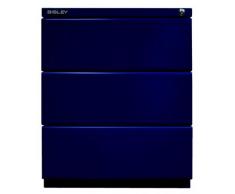 Bisley Rollcontainer Oba, mit 25 mm Top, 3 Universalschubladen, Metall, 639 Oxfordblau, 56.5 x 42 x 51.9 cm