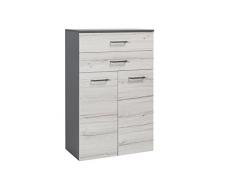Schildmeyer Highboard, melaminharzbeschichtete Spanplatte, Basaltgrau/Kalkeiche, 35 x 65 x 104,4 cm
