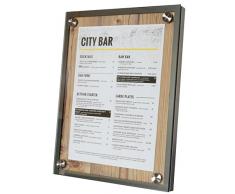 Securit Glas Star A4Â Eiche Informationen Display. Hard Display aus Holz mit einem Edelstahl Rand und einem Style Front Glas Teller. FÃ¼r Post oder Wandmontage, 28Â x 37Â x 3Â cm