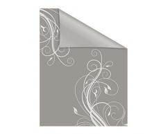 Lichtblick Fensterfolie 100 x 130 cm mit Motiv Floral - Grau Weiß, Selbstklebender Sichtschutz ohne Bohren, blickdichtes Fensterdekor, für alle Glasflächen