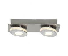 Brilliant Crossing LED Deckenleuchte Wandleuchte 2 flg beleuchteter Dekorand nickel/alu 640 Lumen, LED integriert