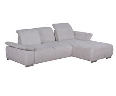 Cavadore Polsterecke Tabagos / Funktionscouch mit Longchair links / Modernes Sofa / Sitztiefenverstellung/ Armteilfunktion / 283x85x187 (B x H x T) /Farbe: Grau/WeiÃ