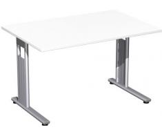 Gera MÃ¶bel C FuÃ Flex Schreibtisch, Holzdekor, weiÃ/silber, 120 x 80 x 72 cm