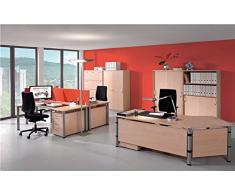 Gera MÃ¶bel 4 FuÃ Flex Schreibtisch, Holzdekor, weiÃ/silber, 80 x 80 x 72 cm