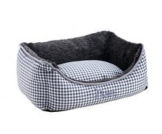 HUNTER Astana Hundesofa, mit weichem Plüschbesatz, Wendekissen, Karo-Muster, 80 x 60 cm, grau