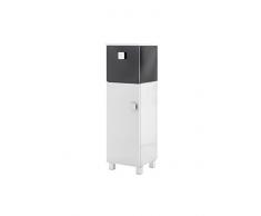 Schildmeyer Badmöbel Highboard, Korpus und Front: melaminharzbeschichtete Spanplatte/Griffe, Scharniere, Laufleisten: Metall, WeiÃ/schwarz, 31.7 x 30.2 x 105.6 cm