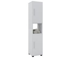VCM Schrank Hochschrank Badschrank Standschrank Regal Badregal Badmöbel Badezimmer Bad Weià 152 x 31 x 30 cm Hebola