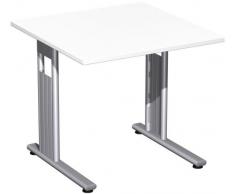 Gera MÃ¶bel C FuÃ Flex Schreibtisch, Holzdekor, weiÃ/silber, 80 x 80 x 72 cm