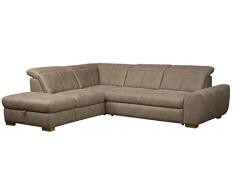 CAVADORE Ecksofa Bules mit Ottomane links/GroÃes Sofa im modernen Design/274 x 81 x 232 cm (BxHxT)/Kunstleder braun