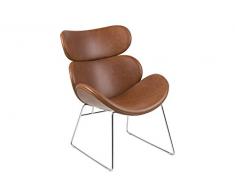 AC Design Furniture Lena Lehnstuhl, Lederimitat, Cognac/Chrom, 80 x 69 x 90,5 cm