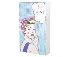 Phoenix 725607WE Schuhschrank mit 3 Klappen und Fotoprint, Holz, weiÃ, 24 x 75 x 127,1 cm