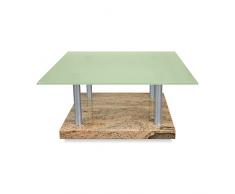 abacus-unikate Zibello Couchtisch, Glas, Beige/Silber, Large