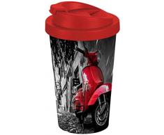 infinite by GEDA LABELS (INFKH) Vintage Roller Coffee, PP, ca. 400ml Coffe to Go Becher, Kunststoff, Mehrfarbig, 9 x 9 x 17 cm