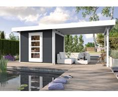 Weka Gartenhaus, Designhaus wekaLine 172 B Größe 3, ET, Anbau 300 cm, anthrazit, 634x377x226 cm, 172.3030.76201