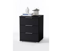 Universal Nachttisch in Schwarz - Moderner Nachtschrank mit drei Schubladen für Ihr Boxspringbett - 46 x 61 x 42 cm (B/H/T)