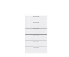 NEWFACE Moderne Kommode mit Hochglanzfront, Holz, WeiÃ Hochglanz, 70.3 x 34.1 x 116.9 cm