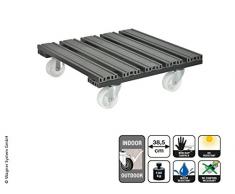 WAGNER Pflanzenroller WPC 38,5 x 38,5 cm I Pflanzenroller & Blumenroller für Außenbereich + Innenbereich, anthrazit I Kübelroller aus WPC (Wood Plastic Composite) I Tragkraft 100 kg – 20054001