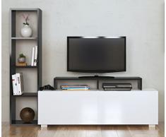 ASTER Wohnwand - Weià / Schwarz - TV Lowboard - Fernsehtisch mit Regale in modernem Design â¦